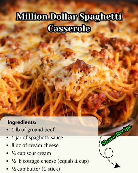 My Heavenly Recipes Million Dollar Spaghetti Casserole, Million Dollar Spaghetti With Meatballs, Million Dollar Baked Spaghetti, Million Dollar Spaghetti Casserole, Cottagecore Recipes, Million Dollar Spaghetti, Spaghetti Casserole, Cute Food Art, Spaghetti And Meatballs