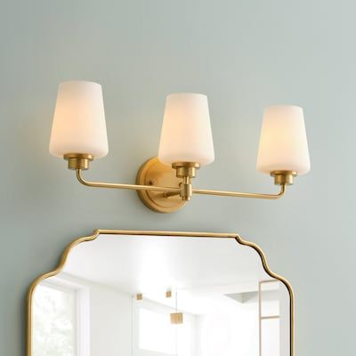 allen + roth Goldson 22.5-in 3-Light Brushed Gold Led, Transitional Vanity Light Bar T230745-W at Lowes.com Vanity Light Bar, Vanity Bar, Transitional Vanity, Allen Roth, Gold Bathroom, Vanity Lights, Castle Rock, My Bathroom, Light Bar