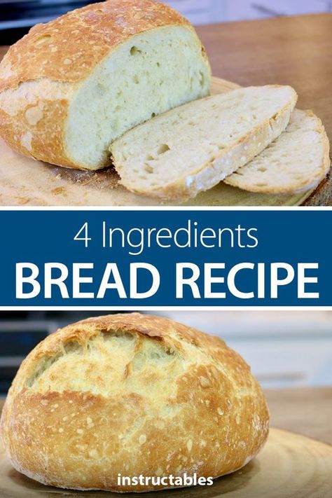 Bread 4 Ingredients, 6 Ingredient Bread, Four Ingredient Bread, Survival Bread Recipe, Three Ingredient Bread Recipes, 3 Ingredients Bread, Simple Bread Recipe 4 Ingredients, No Sugar Bread Recipe, Low Calorie Bread Machine Recipes