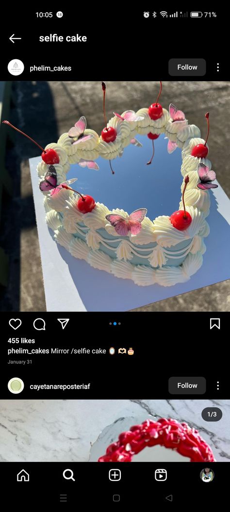 Fake Heart Cake, Mirror Cake Selfie, Cake Mirror Diy, Mirror Birthday Cake, Fake Cake Mirror, Selfie Cake, Cake Mirror, Cdg Wallpaper, Foam Mirror