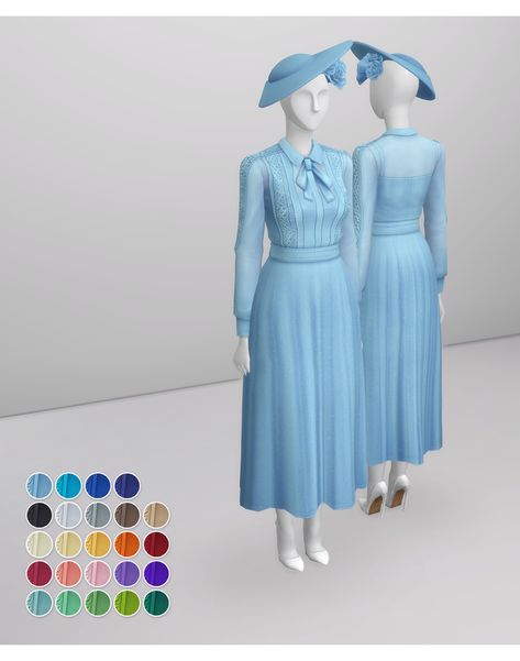 *GOAL 400!* Duchess of Blue / Dress (24 color) | Rusty's on Patreon Sims 4 Decades Challenge, Sims Medieval, Pelo Sims, Geek Clothes, Sims 4 Mm Cc, Sims 4 Dresses, Sims 4 Characters, Sims 4 Mm, Sims Four