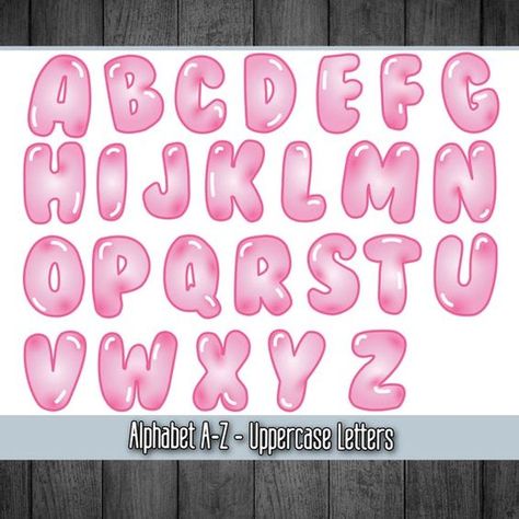 Fonts Alphabet Bubble Writing Tattoo, Aesthetic Bubble Letters, Lettering Fonts Bubble, Pink Bubble Letters, Cute Bubble Letter Fonts, Bubble Fonts Alphabet, Cute Bubble Letters, Bubble Letters Designs, Bubble Alphabet Letters