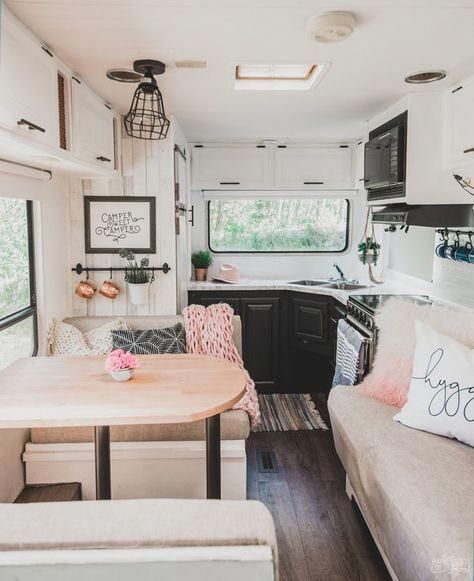 Renovated RV Tour | Our DIY Camper | The DIY Mommy #lifeinanrv Camper Vintage, Camping Vintage, Camping Diy, Camper Trailer Remodel, Vintage Camper Remodel, Kombi Home, Caravan Renovation, Diy Camper Remodel, Rv Makeover