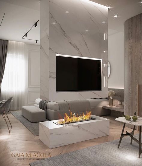 Gaia Miacola, Living Room Center, Modern Tv Wall Units, Interior Design Your Home, Classic Living Room, Lobby Design, Luxury Kitchen Design, Modern Fireplace, Acropolis