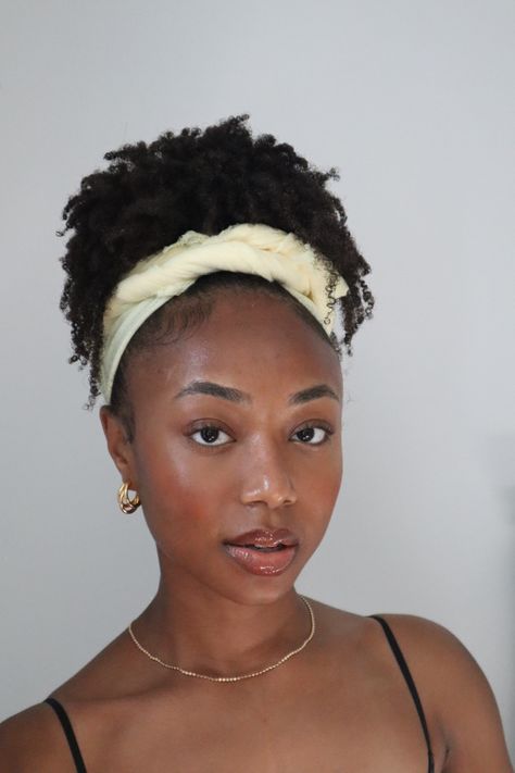 Hair Wraps Natural Hair, Headband 4c Hairstyles, Afro With Bandana, Hairstyle For Natural Hair, Natural Hair Short Cuts, Hair Puff, Quick Natural Hair Styles, Type 4 Hair, Natural Hair Styles Easy