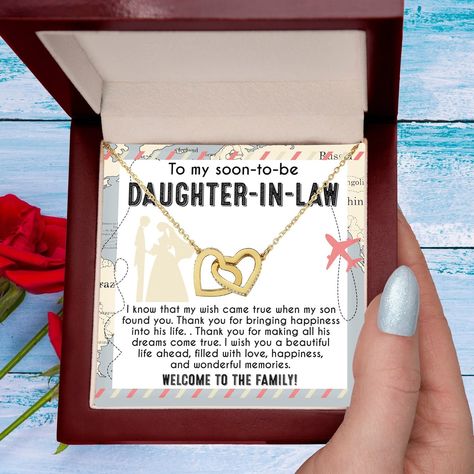 🎁 Give your daughter-in-law a heartfelt welcome to the family with this beautiful pendant necklace! 💕 Let her know how much she means to you with this special wedding gift. 💍 #DaughterInLaw #WelcomeToTheFamily #WeddingGift #PendantNecklace #HeartJewelry #BrideToBe #FamilyLove #NewMember #DaughterInLawGift #WeddingSeason 🌸 #daughterlove Shop Now https://bit.ly/3VWXxbs Special Wedding Gifts, Daughter In Law Gifts, Beautiful Hearts, Love And Family, Beautiful Pendant Necklace, Interlocking Hearts, Dear Daughter, Journey Of Love, Moon Gifts