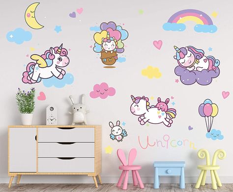 Small Room Girl, Unicorn Bedroom Decor, Unicorn Decal, Unicorn Wall Decal, Toddlers Room, Unicorn Bedroom, Girl Bedroom Walls, Room Girls