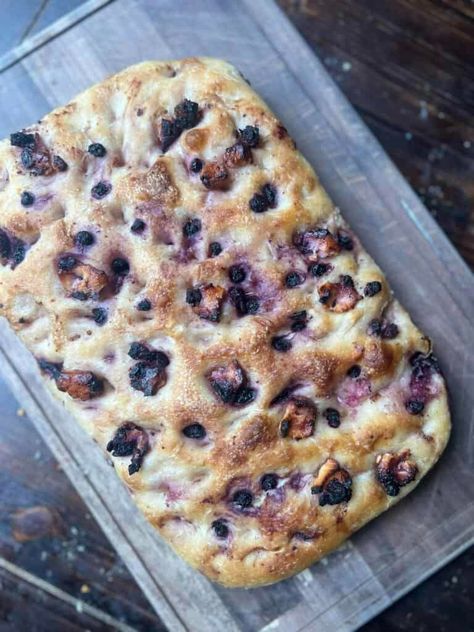 Blueberry Lemon Goat Cheese Focaccia - Acts Of Sourdough Lemon Goat Cheese, Cheese Focaccia, Blueberry Goat Cheese, Healthy Liver Diet, Foccacia Bread, Lemon Blueberry Muffins, Lemon Muffins, Lemon Ricotta, Focaccia Bread