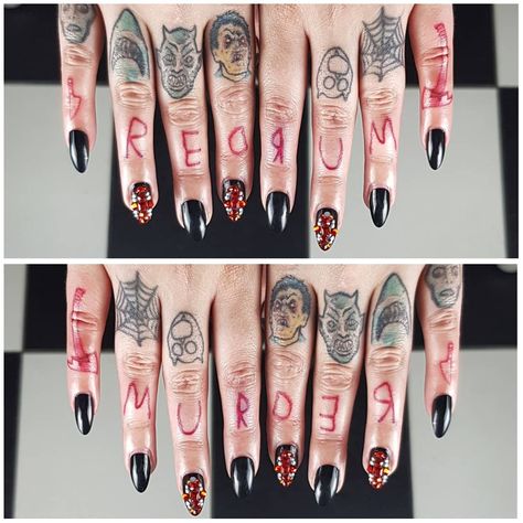 Redrum Tattoo The Shining, Redrum Tattoo, The Shining Tattoo, The Shining Twins, Twin Tattoos, Finger Tattoo, Horror Tattoo, Best Sleeve Tattoos, The Shining