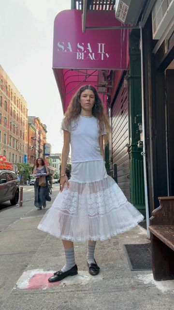 Shy Pony on Instagram: "1950s polkadot and lace crinoline skirt, one of my favorites in the shop 🤍" Petticoat Outfit Casual, Tulle Skirt Outfit, Tulle Skirts Outfit, Crinoline Skirt, Skirt Outfit, Outfit Casual, My Favorites, Petticoat, Skirt Outfits