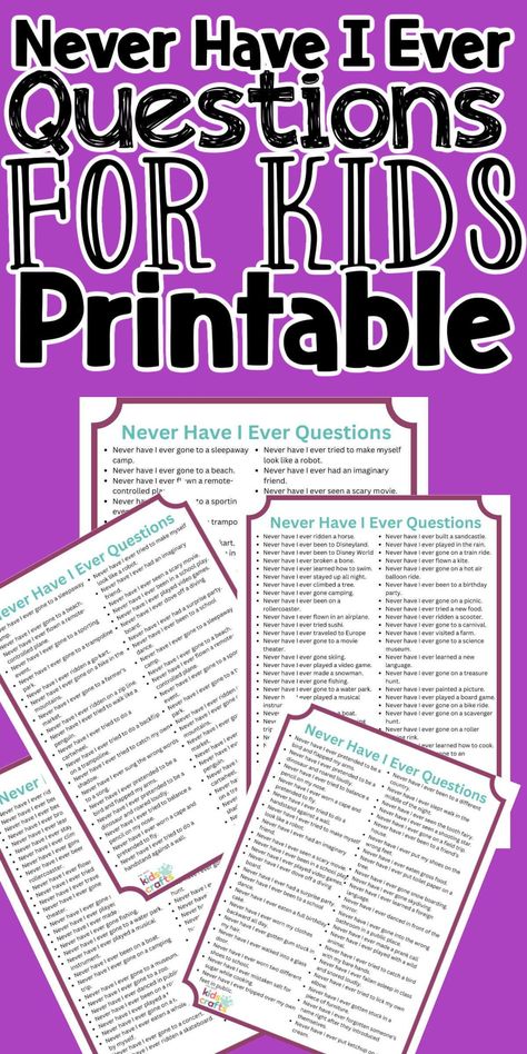 Never Have I Ever Game, Bond With Friends, Never Have I Ever Questions, 200 Questions, Have You Ever Questions, Kids Therapy, Kids Questions, Building Connections, Questions For Kids