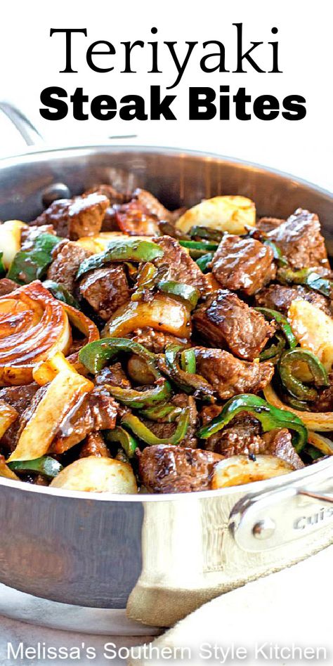 Teriyaki Steak Bites, Peper Steak, Teriyaki Steak, Beef Steak Recipes, Steak Bites, Green Pepper, Beef Recipes Easy, Freezer Friendly, Beef Recipes For Dinner