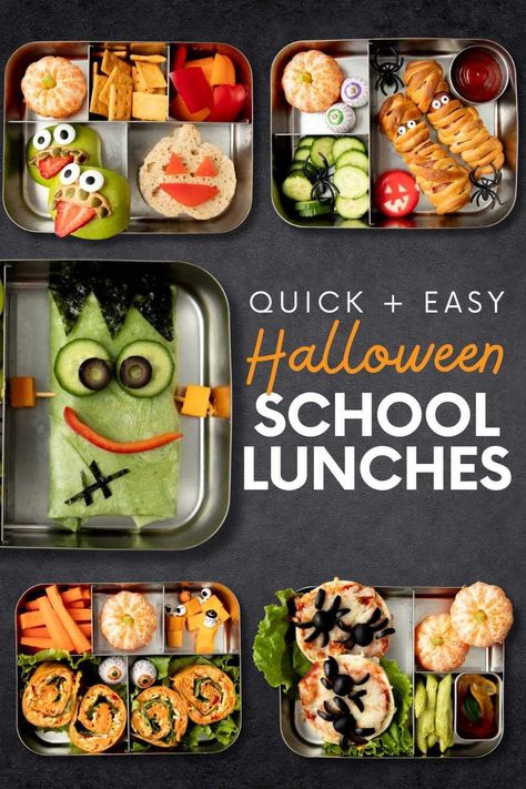 Get ready to sprinkle a little spookiness into your kid’s school day with our ghoulishly good Halloween lunch ideas! We’ve conjured up some fang-tastic, yet super simple, recipes that’ll have your little monsters eagerly digging into their fun Halloween lunches. Kids Halloween School Lunch, Fall Theme Lunch Ideas, Spooky Lunchbox Ideas, Packed School Lunch Ideas For Kids, Second Grade Lunch Ideas, Halloween Packed Lunch Ideas, Bentgo Kids Lunch Ideas Halloween, Halloween Themed School Lunches, Easy Halloween Lunch For Kids