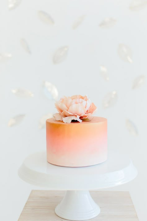 Peach & Osprey Blue Wedding Inspiration by Kara Taylor Photography & Peachy Keen Coordination | SouthBound Bride Banana Magic Cake, Crazy Wedding Cakes, Colorful Wedding Cakes, Wedding Cake Ombre, Watercolor Cake, Blue Wedding Inspiration, Peach Cake, Ombre Cake, Romantic Wedding Cake