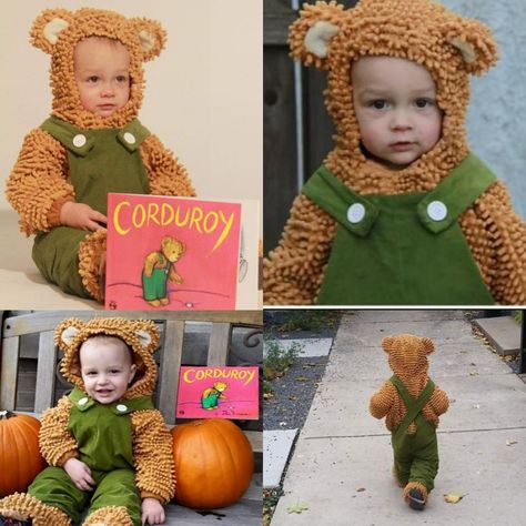 Corduroy Costume, Corduroy The Bear Costume, Corduroy Birthday Party, Corduroy Bear, Sibling Halloween Costumes, Bear Costume, Teachers Halloween, 2nd Birthday Party Themes, Homemade Halloween