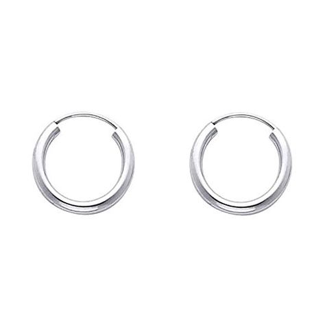 Women's 14k White Gold 2mm Wide Classic Endless Hoop Earrings (0.59" Diameter) - by American Set Co. *** Click on the image for additional details. This is an affiliate link. White Gold Hoop Earrings, 14k Gold Hoop Earrings, White Gold Hoops, Tiny Hoop Earrings, Mini Hoop Earrings, Solid Gold Earrings, Classic Earrings, Fine Earrings, Fine Jewellery Earrings