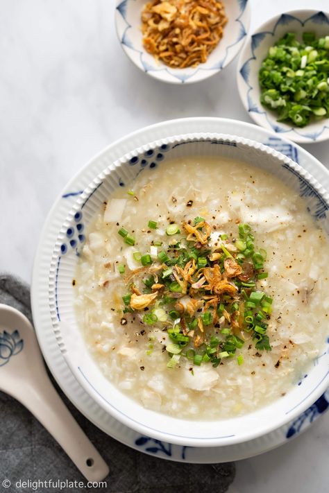 Congee Instant Pot, Fish Congee Recipe, Fish Congee, Congee Recipe, Creamy Fish, Vietnamese Fish, Rice Porridge, Healthiest Seafood, Easy Asian Recipes