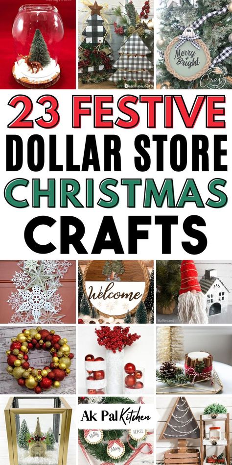 Easy Group Christmas Crafts For Women, Easy Dollar Tree Crafts Christmas, Craft Ideas For Christmas Decorations, Home Made Christmas Decorations Craft, Dollar Tree Christmas Tree Decorations, Dollarama Christmas Diy, Diy Christmas Dollar Tree Decor, Christmas Centerpieces Dollar Tree, Dollartree Christmas Crafts