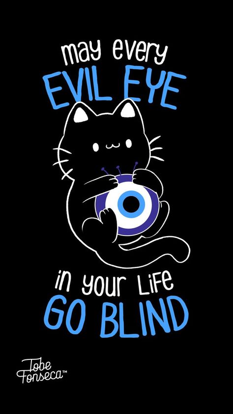 Black Witch Aesthetic Wallpaper, Protection Wallpaper, Evil Eye Quotes, Wallpaper Cats, Evil Eye Art, Positive Quotes Wallpaper, Evil Cat, Positive Wallpapers, Turkish Eye