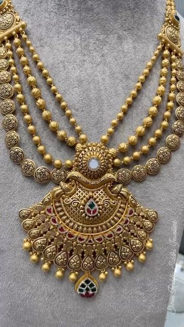 Gold Long Set Design, Long Sets Gold Jewellery Antique, Rani Haram Designs Gold, Rajwadi Jewellery, Necklace Set Indian Bridal Jewelry, Antique Gold Necklace, Rani Haar, Apple Craft, Gold Bridal Necklace