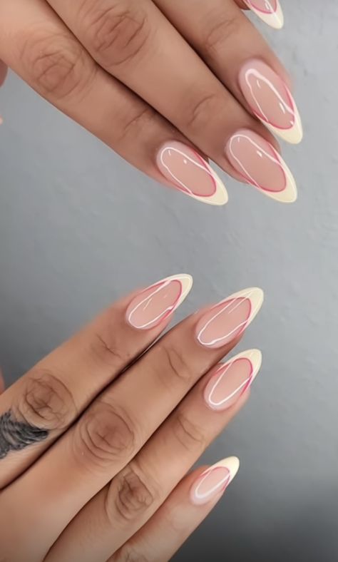 Almond Nail Ideas Simple, Paznokcie Hello Kitty, Aesthetic Nail, Unghie Sfumate, Kutek Disney, August Nails, Girly Acrylic, French Tip Nail Designs, Gel Acrylic Nails