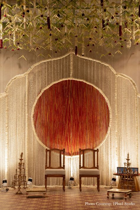 South Indian wedding, wedding mandap, simple wedding decorations, wedding venue decorations, mandap with floral ceiling, floral decor for wedding,  wedding photography, wedding setup, wedding celebrations, wedding decor inspiration, bridal inspiration Simple Wedding Stage Decorations Outdoor, Indian Wedding Setup Ideas, Indian Wedding Ceiling Decor, Cane Wedding Decor, Reception Stage Decor Simple, Wedding Decorations Indian Home, Garden Theme Wedding Decorations, Hindu Wedding Decorations Indian Theme, Indoor Mandap Decor Indian