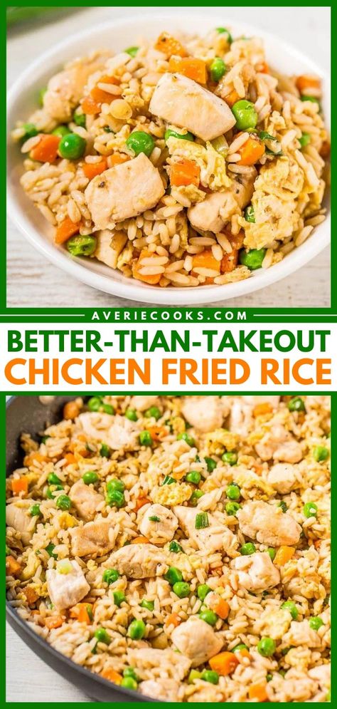 Easy Better-Than-Takeout Chicken Fried Rice - Averie Cooks Homemade Chicken Fried Rice, Chicken Fried Rice Recipe Easy, Chicken Fried Rice Easy, Fried Rice Recipe Easy, Fried Rice With Egg, Chicken Fried Rice Recipe, Better Than Takeout, One Skillet, Chicken Fried Rice