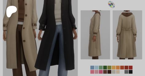 Florence Trench Coat | oakiyo Trench Coat Sims 4 Cc, Sims 4 Cc Trench Coat, Sims 4 Trench Coat, Sims 4 Coat Cc, Sims 4 Mm Cc, Cute Coats, Sims 4 Mm, Sims 4 Mods Clothes, Sims4 Cc