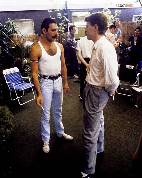 Bowie And Freddie Mercury, Freddie Mercury Tattoo, Live Aid 1985, Live Aid, Greatest Rock Bands, Freddy Mercury, Queen Freddie Mercury, Queen Band, James Dean