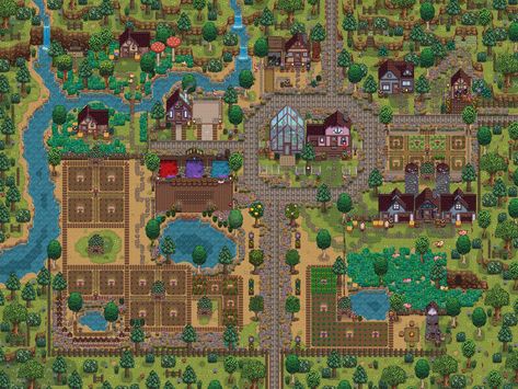 Stardew Meadowlands, Stardew Meadowlands Farm, Stardew Valley Farm Layout Meadowlands, Meadowlands Farm, Meadowlands Farm Stardew Valley, Stardew Farm, Stardew Farms, Stardew Valley Layout, Stardew Valley Farms