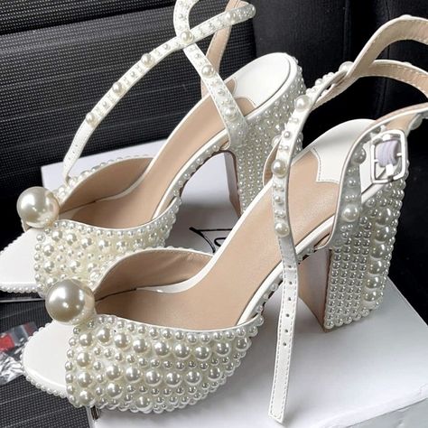 Replica Jimmy Choo Sacaria Pearl - Never Worn Diy Pearl Heels, Jimmy Choo Heels Wedding, Jimmy Choo Pearl Heels, Jimmy Choo Sacaria, Wedding Shoes Pearl, Heels Bride, Shoes Wedding Heels, Jimmy Choo Wedding Shoes, Bride Heels