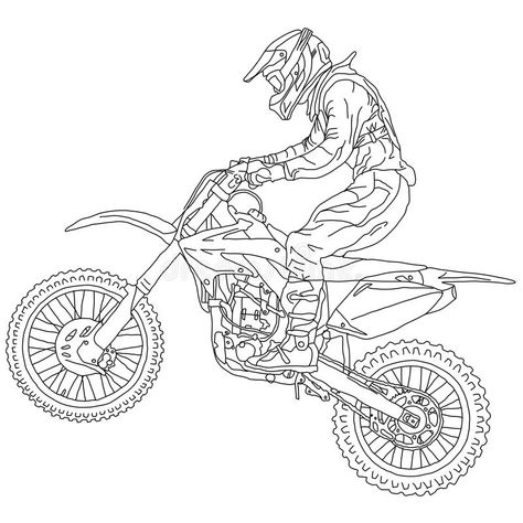 Silhouettes Motocross rider on a motorcycle. royalty free illustration Motorcycle Vector, Arm Tattoos Drawing, Motor Trail, Sports Coloring Pages, Bike Drawing, Motocross Riders, Biker Art, Coloring Book Art, Tattoo Design Drawings