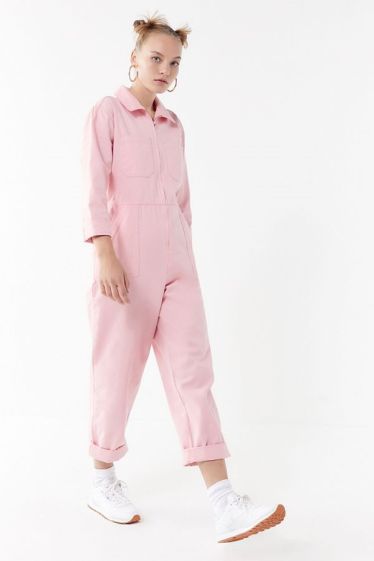 urban outfitters utility cargo womens jumpsuit pink long sleeve Pink Utility Jumpsuit, Utility Jumpsuit, Boiler Suit, Feel Younger, Pink Jumpsuit, Spring Wardrobe, Outfits Casuales, White Sneakers, Tulum