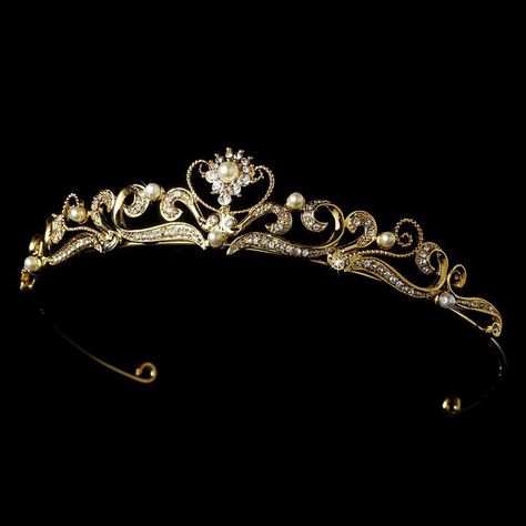 Strange Accessories, Beautiful Tiaras, Gold Tiara, Black Gold Jewelry, Diamond Tiara, Magical Jewelry, Bridal Tiara, Bridal Pearls, Fantasy Jewelry