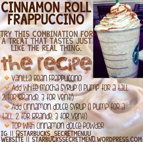 Cinnamon Roll Frappuccino Cinnamon Roll Frappe, Cinnamon Roll Coffee Starbucks, Cinnamon Roll Frappuccino Starbucks, Cinnamon Frappuccino Starbucks, Cinnamon Roll Starbucks Drink, Starbucks Cinnamon Roll, I Love Starbucks, Diy Coffee Drinks, Menu Starbucks