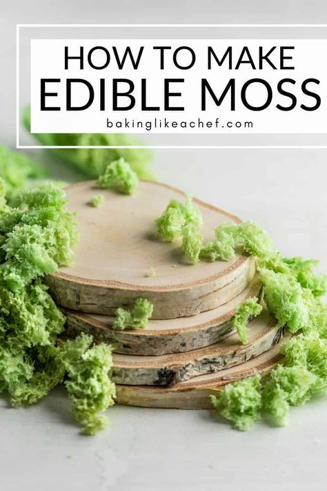 Edible Dirt For Cakes, Dirt Cake Decorating Ideas, How To Make Edible Grass For Cakes, Edible Rocks For Cake, Grass Cake Decoration, Woodland Mushroom Cake, Cake Moss Recipe, Woodland Cake Decorations, Nature Inspired Birthday Cake