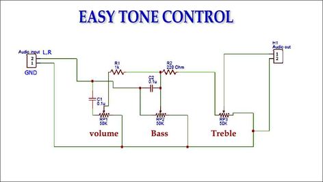 Tone Control Circuit Diagram Volume Bass Treble Bass Treble Circuit Diagram, Tone Control Circuit Diagram, Electronic Circuit Design, Tone Control, Electronic Circuit, Circuit Design, Circuit Diagram, Electronics Circuit, Guitar Effects