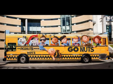 Bus Wrap Design, Bus Wrap Advertising, Transit Advertising, Bus Branding, Guerrilla Advertising, The Peanuts Movie, Bus Advertising, Coffee Art Painting, Bus Design