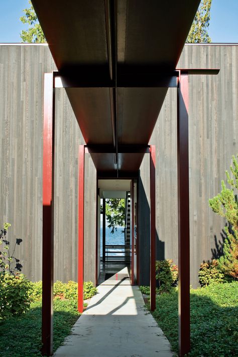 tansu house, seattle Residence Architecture, Olson Kundig, Canopy Architecture, Covered Walkway, Canopy Bedroom, Backyard Canopy, Wedding Canopy, Front Courtyard, Garden Canopy