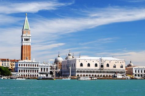 View of the Doge's Palace and Campanile from the canal in Venice Quotes About Italy, Travel Venice, Doges Palace, Venetian Art, One Way Ticket, Dalmatian Coast, Italian Vacation, Venice Travel, Italy Tours