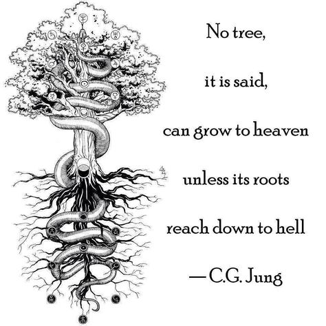 Gary Lite on Instagram: ““No tree, it is said, can grow to heaven unless its roots reach down to hell.” ― Carl Jung 💫 #treeoflife #carljung #enlightenment” Alchemy Tattoo, Citation Zen, Carl Jung Quotes, Numerology Life Path, Psychology Quotes, Love Truths, Carl Jung, Shadow Work, Life Path