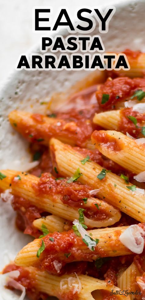 Pasta In Red Sauce Recipes, Arabiatta Pasta Recipes, Pasta Recipes With Red Sauce, Pasta Dishes With Red Sauce, Pasta In Red Sauce, Noodles And Red Sauce Recipes, Easy Pasta No Meat, Veg Italian Recipes, Chicken And Pasta With Red Sauce