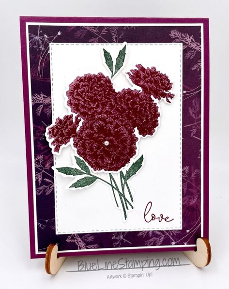 Marigold Moments, Mary Fish, Stampin Pretty, Shock And Awe, Marigold Flower, Dark Flowers, Bright Background, Card Making Inspiration, Pretty Prints