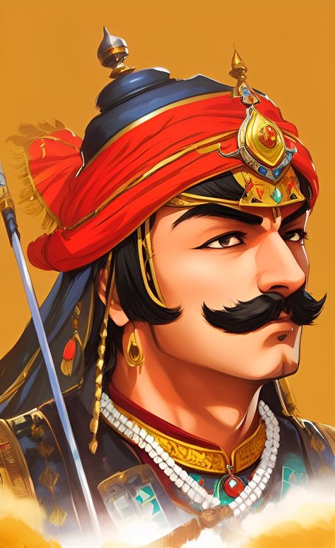 Maharana Pratap Drawing, Rajput Painting, Maharana Pratap Art, Royal Rajput Wallpaper, Rana Pratap, Shivaji Maharaj Painting, Beautiful Pencil Sketches, Maharana Pratap, Digital Graphics Art