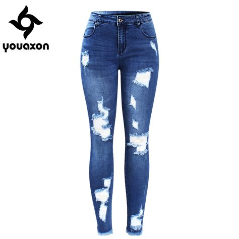 Smart Casual Women Work, Best Casual Wear For Men, Cute Ripped Jeans, Ripped Jeans Women, Ripped Jeggings, Ripped Denim Pants, Neat Casual Outfits, Smart Casual Women, Blue Ripped Jeans