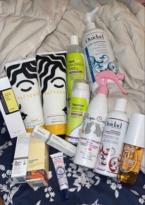 #haul #summer #beautyproducts #hairproducts #smellhacks #curlyhaircare #curlygirlmethod #aesthetic #tiktok #ouidad #bumbumcream Curl Products Aesthetic, Hairproducts Aesthetic, Self Care Haul, Ouidad Products, Curly Routine, Healthy Curly Hair, Curl Products, Natural Hair Care Routine, Curly Hair Care Routine