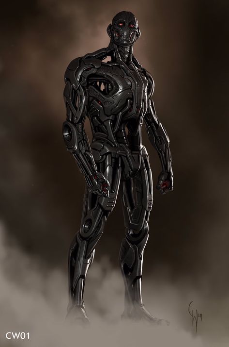 In which Ultron receives design changes; by Charlie Wen. Ultron Concept Art, Mcu Art, Ultron Marvel, Red Hood Comic, Marvel Concept Art, Futuristic Robot, Post Human, Avengers Age Of Ultron, Marvel Artwork