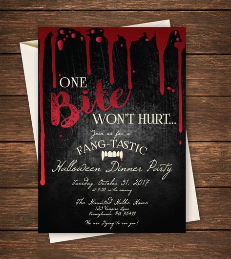 Vampire Theme Party, Vampire Halloween Party, Halloween Dinner Party, Vampire Party, Card Costume, Witch Party, Halloween Party Dinner, Halloween Invitation, Halloween Party Invitation