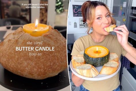 Are butter candles safe? How to do the TikTok trend the right way Candle Bread Bowl, How To Make Butter Candles, Butter Candle Bread Bowl, Butter Candle Bread, Edible Butter Candle Recipe, Butter Candle Diy, Butter Candle Recipe, Butter Candle Appetizer, Panera Bread Bowl