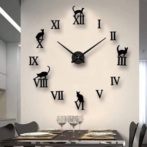 Acrylic Sticker, Wall Clock Sticker, Roman Numbers, Decorative Wall Clock, Nordic Home Decor, Kitchen Clocks, Mirror Material, Mirror Stickers, Decorative Kitchen